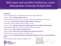 Sports and Law Mini-Conference Leeds Metropolitan University