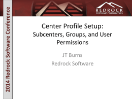 Center Profile Setup - RedRock Software Corporation