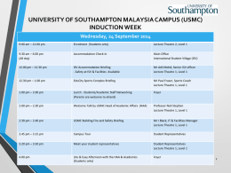 Induction week programme - University of Southampton