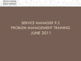 Service Manager Problem Management Training