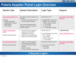 Login User ID Matrix - Polaris Supplier Information System