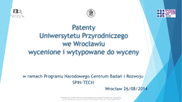 Patenty UPWR - Uniwersytet Przyrodniczy we Wrocławiu