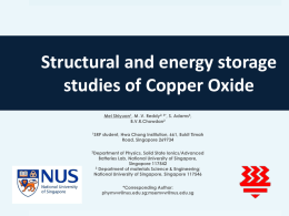 Structural and energy storage studies of Copper