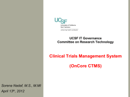 OnCore CTMS - UCSF IT Governance