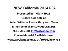 (RPA) Highlights - Gary Kent Real Estate