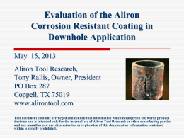 Corrosion Resistant Coating Test Program