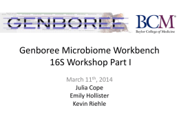 Genboree 16S Workbench Workshop Part I