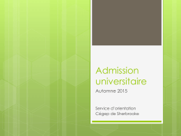 Guide d`admission à l`université 2015