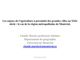 Consulter la présentation de Claude Marois