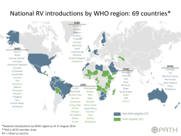 National RV introductions by WHO region: 45 countries*