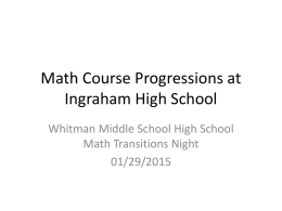 Math Course Progressions at Ingraham High School
