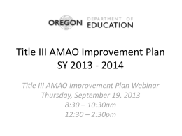 Title III AMAO Improvement Plan SY 2013