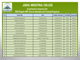 JUBAIL INDUSTRIAL COLLEGE is pleased to announce the 2015