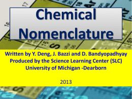 Chemical Nomenclature - University of Michigan