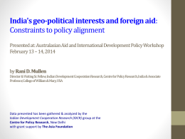 India`s geo-political interests and foreign aid: Constraints to policy