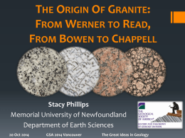 The Origin of Granite - Geological Society of America