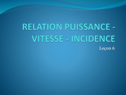 RELATION PUISSANCE - VITESSE