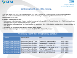 Continuing Health Care (CHC) Training