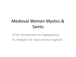 Introduction to Hagiography and the Life of St