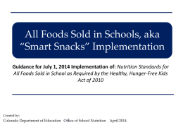 Foods Sold in Schools, aka - Colorado Department of Education