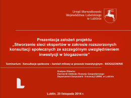 Prezentacja założeń projektu - Grażyna Gilewicz - OZE