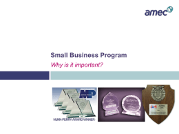 Role of the AMEC Small Business Program