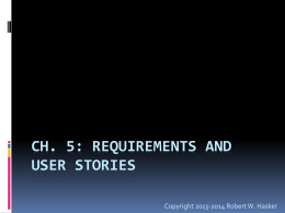 Ch. 5: Requirements and User Stories