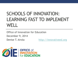 Schools of Innovation 2014-2015 Leader Presentation