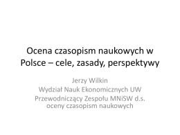 Zasady oceny czasopism - prof. Jerzy Wilkin