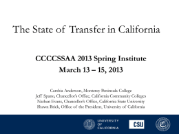 The State of Transfer in California (709k Powerpoint)