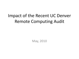 UC Denver Remote Computing Audit