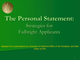 The UC Personal Statement: Strategies for Students