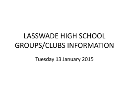 Lasswade High School Power Point Tuesday 13 January 2015
