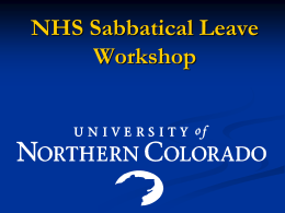NHS Sabbatical Leave Workshop PowerPoint
