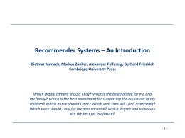 Chapter 01 - Recommender Systems – Introduction and Handbook