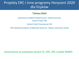 Projekty ERC i inne programy Horyzont