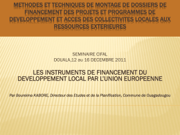 Les instruments de financement du développement local par l`Union