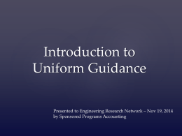 Intro to Uniform Guidance