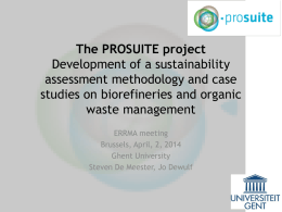 The PROSUITE project – Development of a sustainability