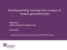 Recycling writing: learning from a corpus of student