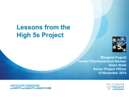 Lessons from the High 5s Project - Australian Commission on Safety