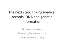 GeneWatch UK submission to the Caldicott Review