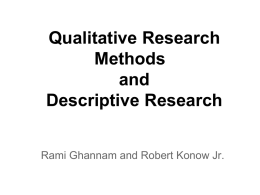 Qualitative Research Methods and Descriptive Research
