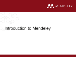 Mendeley presentation