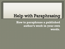 Help with Paraphrasing - School of Social Work