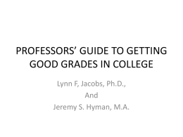 Professor`s Guide to Getting Good Grades
