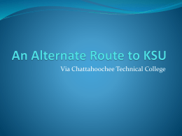 An Alternate Route to KSU - Kennesaw State University