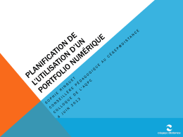 Planification de l`utilisation d`un portfolio num&eacute;rique
