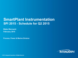 SmartPlant Instrumentation 2015 Roadmap