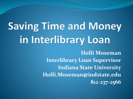 Saving Time and Money in ILL - Library
